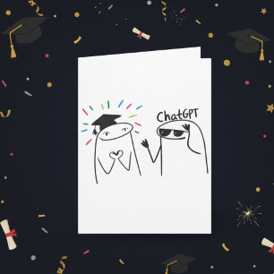 Lustiges Absolventen-ChatGPT-Doodle-Feier-Design Karte