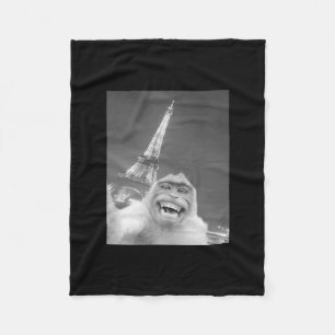 Lustiges Affen-Selfie Eiffelturm in Paris Männer F Fleecedecke