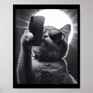 Lustiges Albernes Katzen-Selfie Sonnenfinsternis Poster