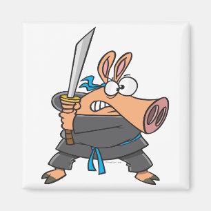 Lustiges albernes Ninja Karate Schwein Schweinchen Magnet