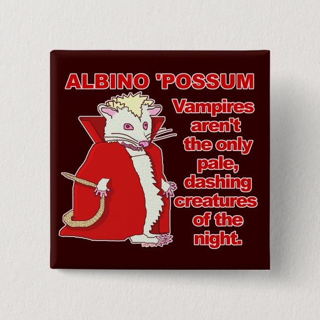 Lustiges Albino-Opossum-Vampirs-Tier Button (Vorderseite)
