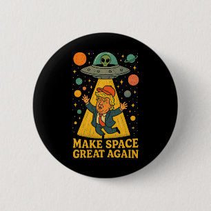 Lustiges Alien-Entführung-Trump-Ufo-Weltraum-Humor Button