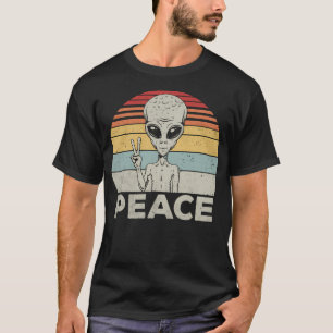Lustiges Alien-Friedenszeichen T-Shirt