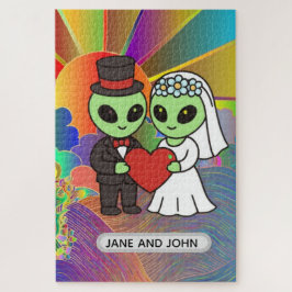 Lustiges Alien-Hochzeitspaar-Regenbogen-Kinder-Ges