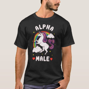 Lustiges Alpha-Männchen-Einhorn-Regenbogen lustig T-Shirt