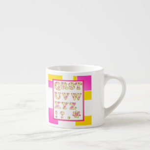 Lustiges Alphabet, Blumenalphabet, Alphabet Espressotasse