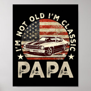 Lustiges altes Auto Clic Amerikanische US-Flagge H Poster