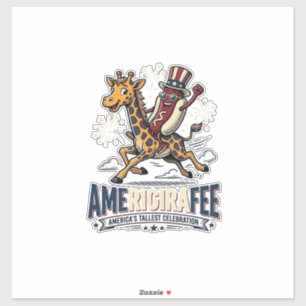 Lustiges Amerigiraffee Patriotisches Giraffe Hot D Aufkleber