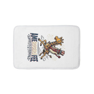 Lustiges Amerigiraffee Patriotisches Giraffe Hot D Badematte