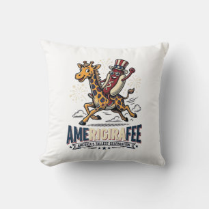 Lustiges Amerigiraffee Patriotisches Giraffe Hot D Kissen