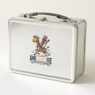 Lustiges Amerigiraffee Patriotisches Giraffe Hot D Metall Brotdose