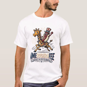 Lustiges Amerigiraffee Patriotisches Giraffe Hot D T-Shirt