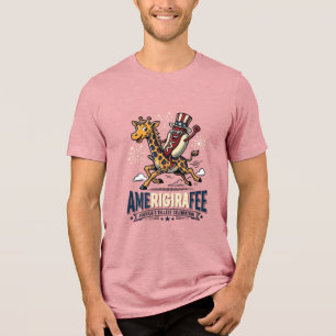Lustiges Amerigiraffee Patriotisches Giraffe Hot D Tri-Blend Shirt