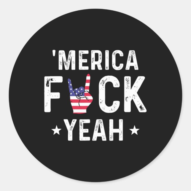 Lustiges Amerika Yeah 4. Juli  Runder Aufkleber (Vorderseite)