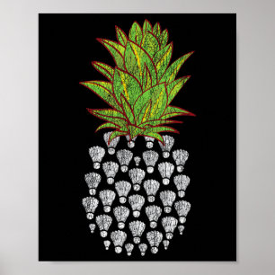 Lustiges Ananas-Distressed-Design Badminton-Sport Poster