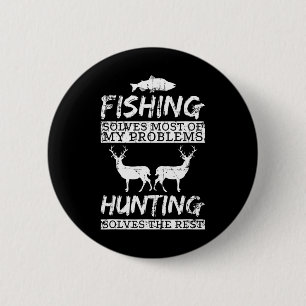 Lustiges Angeln Jagd löst Problem Fisch Hirsch Gro Button