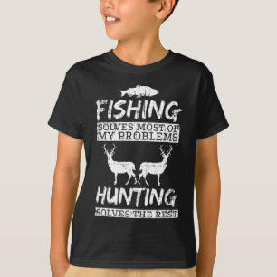 Lustiges Angeln Jagd löst Problem Fisch Hirsch Gro T-Shirt