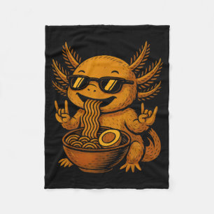 Lustiges Anime Kawaii Axolotl isst Ramen Grafik T- Fleecedecke