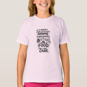 Lustiges Anime-Videospiel-Essen-Gamer-T-Shirt T-Shirt