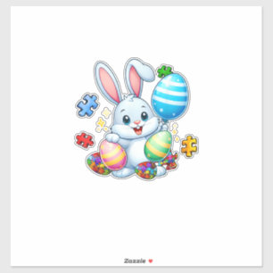 Lustiges Autismus-Bewusstsein-Puzzle-Osterhase-Eie Aufkleber