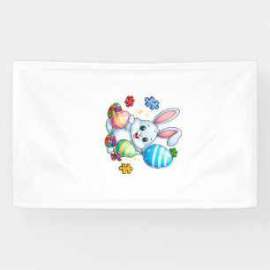 Lustiges Autismus-Bewusstsein-Puzzle-Osterhase-Eie Banner