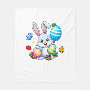 Lustiges Autismus-Bewusstsein-Puzzle-Osterhase-Eie Fleecedecke