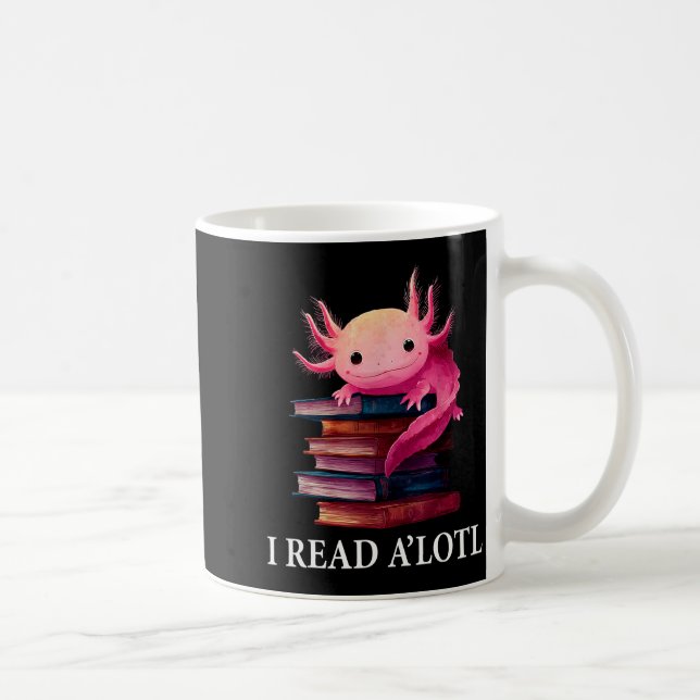 Lustiges Axolotl-Buchliebhaber-Bibliothekar-Lesebi Kaffeetasse (Rechts)