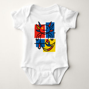 Lustiges Axolotl Piet Mondrian Abstract Art Muster Baby Strampler