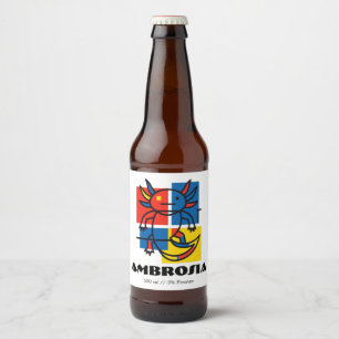 Lustiges Axolotl-Piet-Mondrian-Abstraktkunst-Muste Bierflaschenetikett
