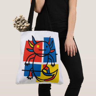 Lustiges Axolotl-Piet-Mondrian-Abstraktkunst-Muste Tasche