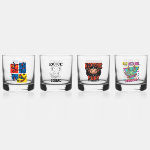 Lustiges Axolotl-Piet-Mondrian-Abstraktkunst-Muste Whiskyglas
