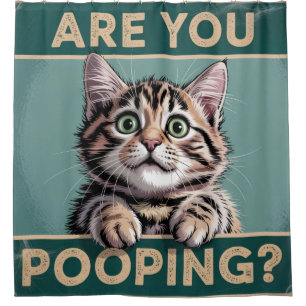 Lustiges Badezimmer - Kackst du? Humorvolle Katze Duschvorhang