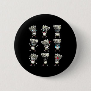 Lustiges Badminton-Shuttle-Spieler-Design Männer F Button