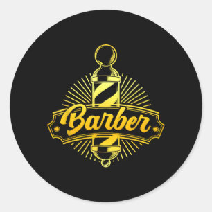 Lustiges Barbier-Logo Friseursalon Barbier-Schule Runder Aufkleber