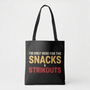 Lustiges Baseball-Snack- und Strikeout-Slogan-Desi Tasche