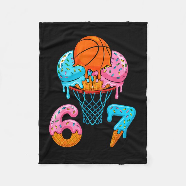 Lustiges Basketball-Eis-Drip 67 Fleecedecke (Vorderseite)