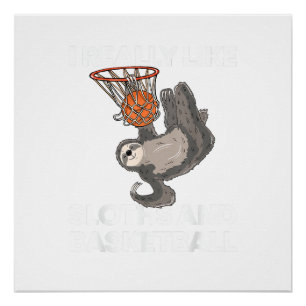 Lustiges Basketball-Faultier-Geschenk T-Shirt mit Poster