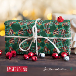 Lustiges Basset Hound Weihnachtsmuster Geschenkpapier