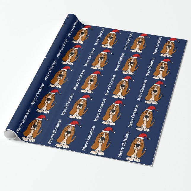 Lustiges Basset Hound-WeihnachtsPackpapier Geschenkpapier (Ungerollt)