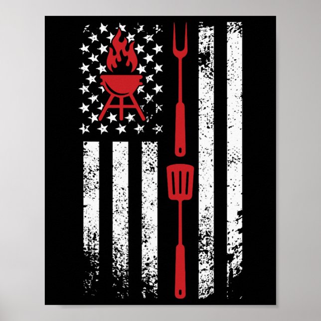 Lustiges Bbq-Design Fleischräuchern  Poster (Vorne)