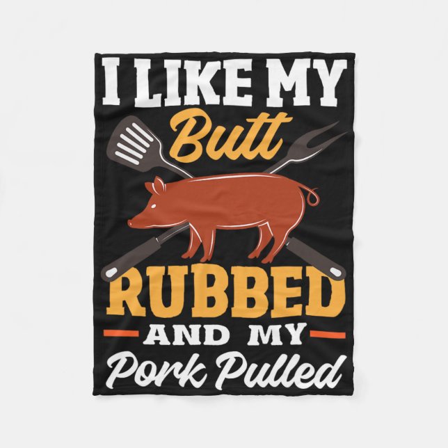 Lustiges Bbq-Grill-Zitat Schwein Pulled Pork 1  Fleecedecke (Vorderseite)