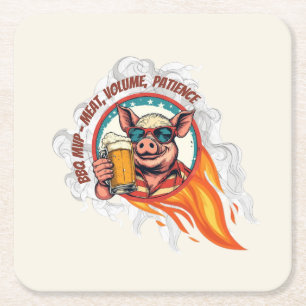 Lustiges BBQ-Schwein mit Sonnenbrille Bier 4. Juli Rechteckiger Pappuntersetzer