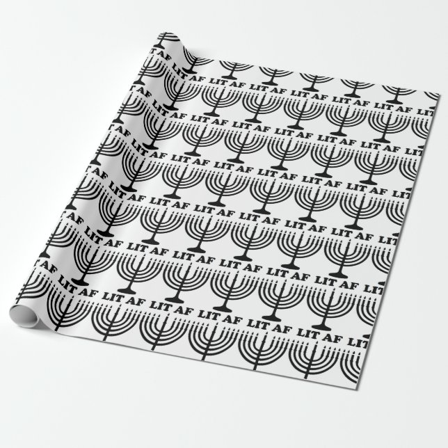 Lustiges beleuchtetes af Weihnachten Chanukkas Geschenkpapier (Ungerollt)