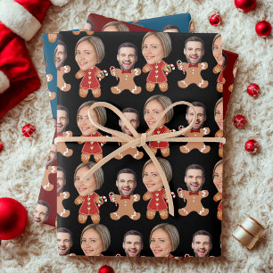 Lustiges benutzerdefiniertes Gesicht Lebkuchen-Paa Geschenkpapier Set