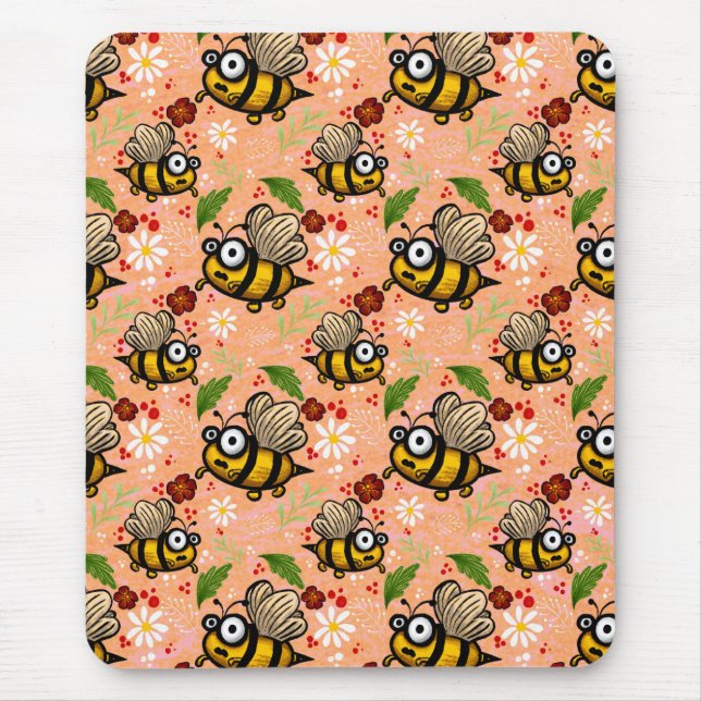 Lustiges Bienchen - helles orange geschen kpapier  Mousepad (Vorne)