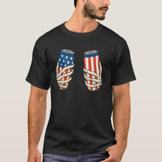 Lustiges Bier-Skelett-Hand-4.-Juli-AmeriCan-Patr T-Shirt
