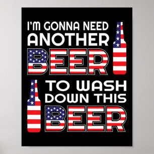 Lustiges Biertrinken USA-Flagge 4. Juli Poster