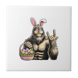 Lustiges Bigfoot-Oster-Ei-Felsen Sasquatch-Osterta Fliese