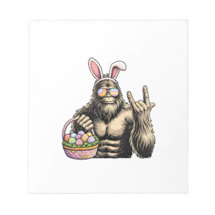 Lustiges Bigfoot-Oster-Ei-Felsen Sasquatch-Osterta Notizblock