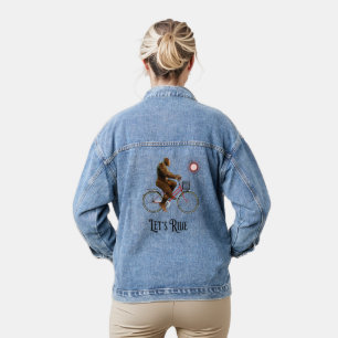 Lustiges Bigfoot-Radabenteuer Retro Jeansjacke